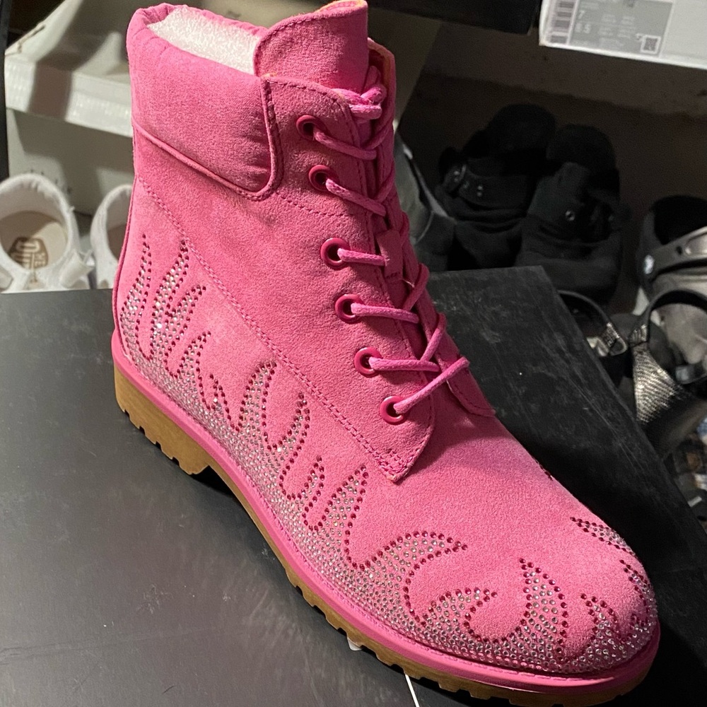 Cape Robbin Pink Suede Combat Boots